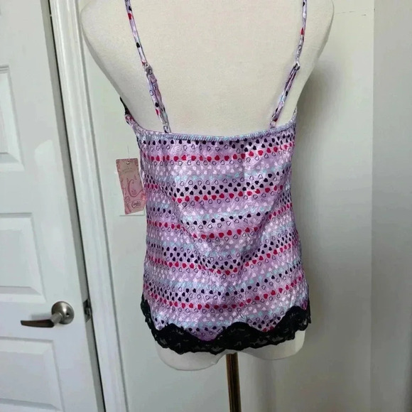 Y2K Purple and Black Lace Heart Cami Top Dead stock M - Picture 5 of 6
